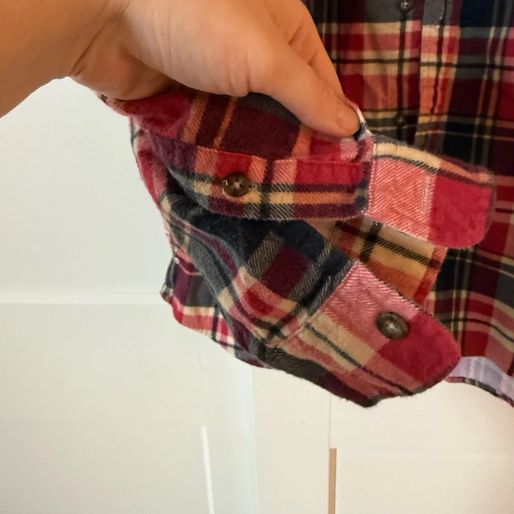Men's J.Crew Red Plaid Flannel Shirt sz L Ranch Outdoor Chore Work